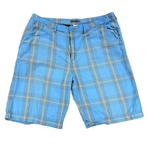 Mens Quiksilver Plaid Shorts Blue Y2K Size 40 Bermuda Casual 10.5'' Skater